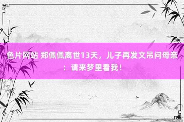 色片网站 郑佩佩离世13天，儿子再发文吊问母亲：请来梦里看我！