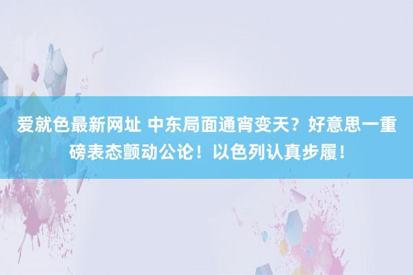 爱就色最新网址 中东局面通宵变天？好意思一重磅表态颤动公论！以色列认真步履！