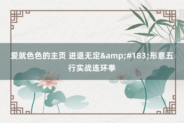 爱就色色的主页 进退无定&#183;形意五行实战连环拳