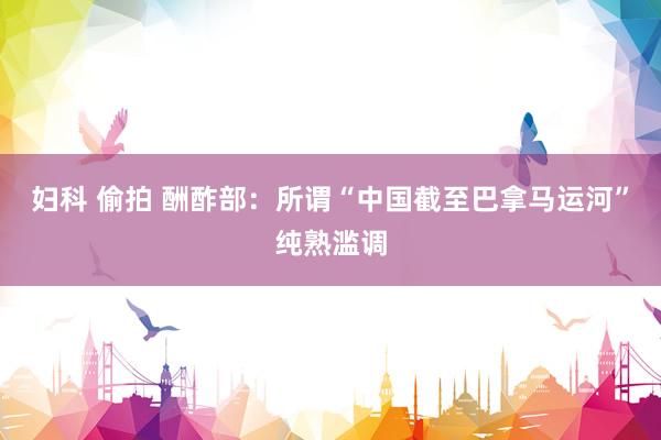 妇科 偷拍 酬酢部：所谓“中国截至巴拿马运河”纯熟滥调